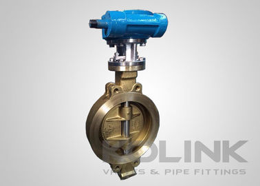 Triple offset de bronce C95500 válvula de mariposa con doble wafer excéntrico con brillo