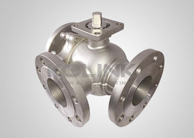 Válvula de bola de acero fundido de 3 vías de acero inoxidable de puerto L-puerto T-puerto Antidestático
