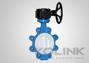 2pc PTFE con válvula de mariposa sentada Concentric, Wafer Lugged Flanged Ductile Iron