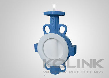 2pc PTFE con válvula de mariposa sentada Concentric, Wafer Lugged Flanged Ductile Iron