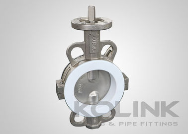 2pc PTFE con válvula de mariposa sentada Concentric, Wafer Lugged Flanged Ductile Iron