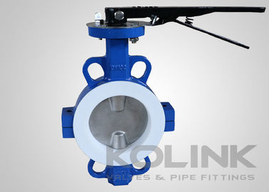 2pc PTFE con válvula de mariposa sentada Concentric, Wafer Lugged Flanged Ductile Iron