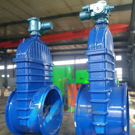 Válvula de puerta eléctrica de accionamiento de gran tamaño de hierro flexible de asiento resistente DN1200